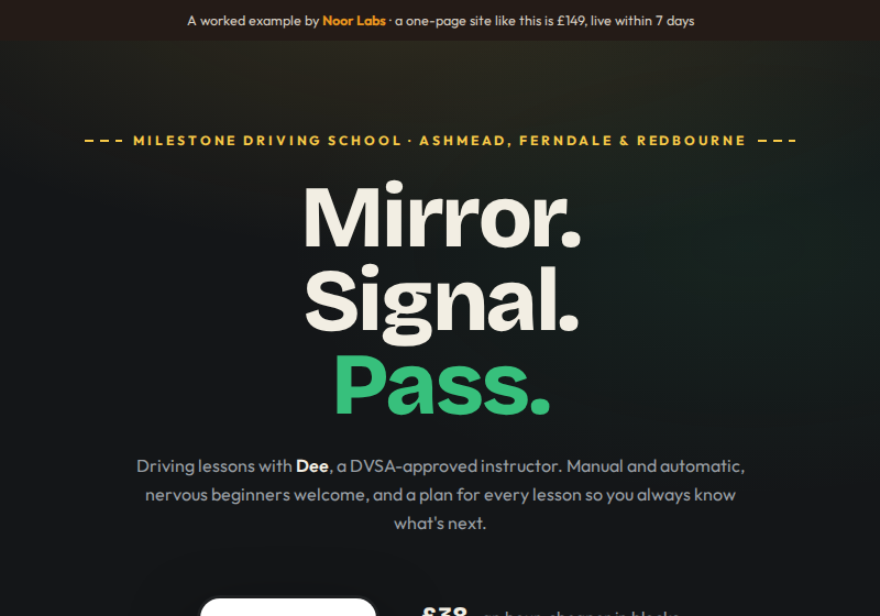 Milestone Driving School demo site