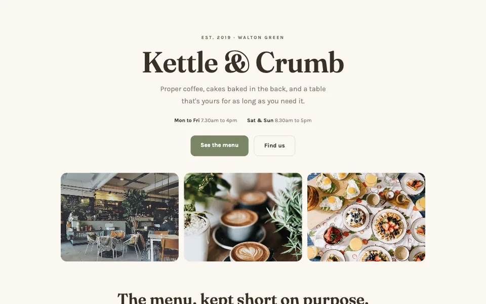 The Kettle and Crumb worked example website